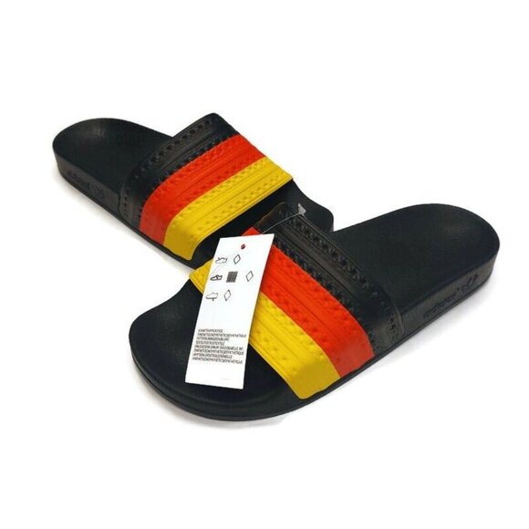 Adidas Mens Size 5 Adilette Sandal Shower Slides G55381 Black Red Yellow Sandals - Picture 4 of 8